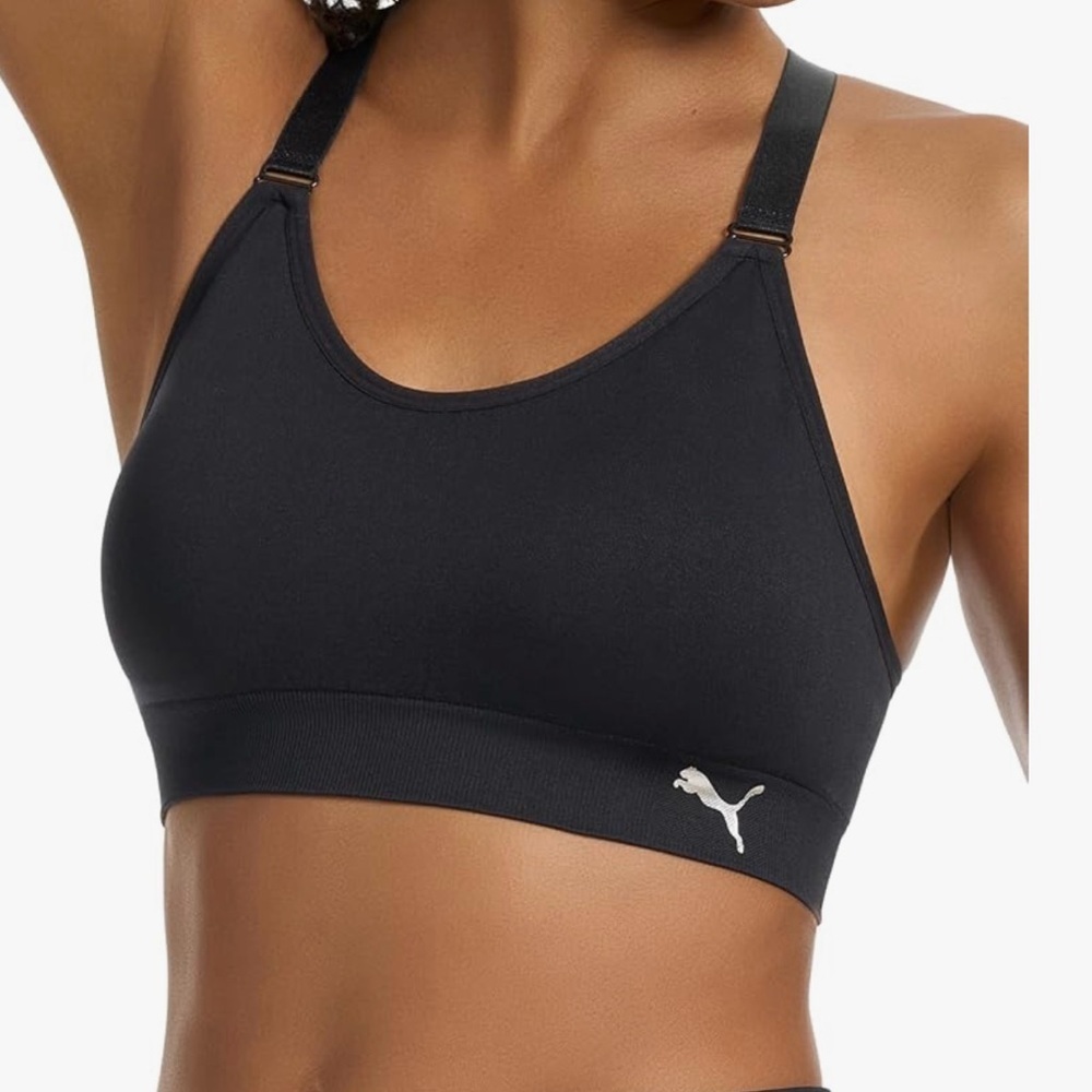 Puma Black Sports Bra with Racerback Design - Picture 2 of 7